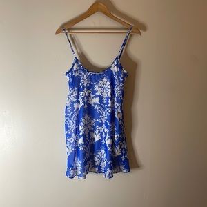 SHOW ME YOUR MUMU Blue and White Print spaghetti strap tank